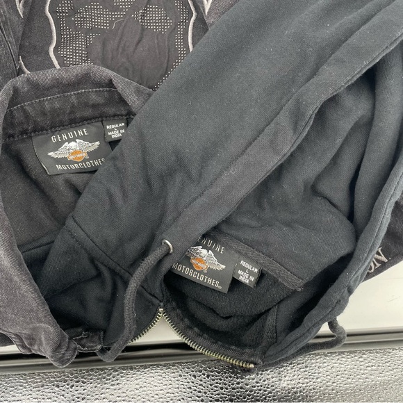 Harley Davidson Women’s Denim Vest & Zip Front Hoodie Combo Black Willie G L - Picture 9 of 13